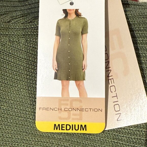 French Connection Women's Button-Up Mini Sweater Dress Green Size Medium - Picture 8 of 12